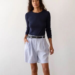 DONNI. Linen NWT Women's Soft VIOLET BLUE Bermudas